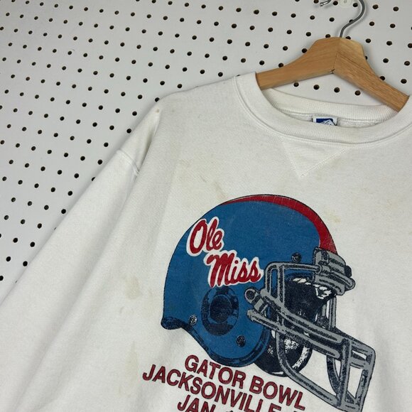 Ole Miss Rebels Crewneck Large White READ Sweatshirt Gator Bowl 1991 USA - Picture 4 of 9